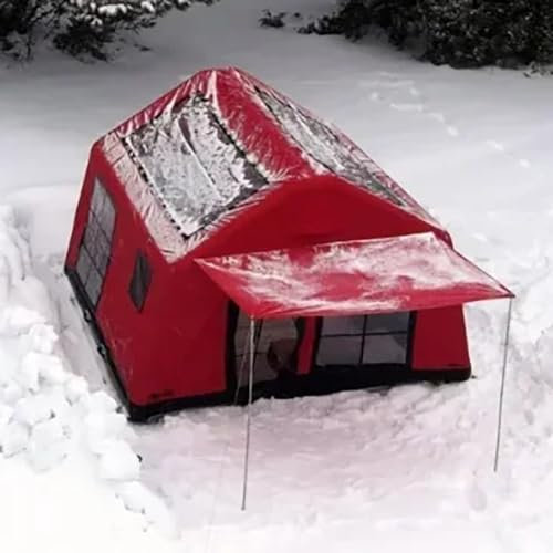 Inflatable Camping Tent with Pump, Large Glamping Tents, Easy Setup 4 Season Waterproof Windproof Outdoor Blow Up Tent, Luxury Cabin Tent with Mesh Windows & Doors for Winter Camping (3m*4m)