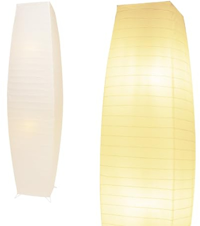 HonoDing Lampadaires en papier de 46 pouces de haut, Lampadaire Lampe en papier de style japonais, lampe en papiers de riz avec affichage en papier blanc, interrupteur sur pied marche/arrêt (1PC)