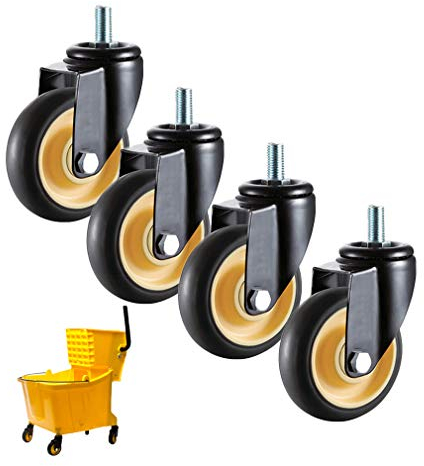 ASHILD Trolley-Möbelrolle, Gummi-Lenkrolle, Lenkrollen mit Bremsen, Hochleistungsrollen, Doppelbrems-Sicherheitsdesign, für Industrieanhänger, Wohnmöbel, 4 Stück (S