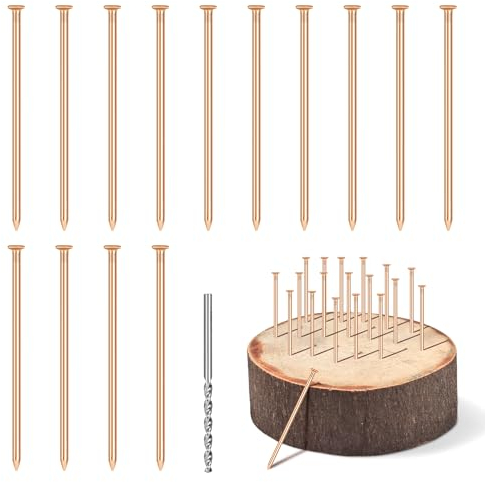 UNIFAMILY 15pcs Copper Nails for Killing Trees Stump Root, 3.15 Inch Long Pure Copper Nails Bulk with Drill, Stump Removal Spikes Hardware Nails for Trees, Copper Nail for Stump out Tree Stump Killer