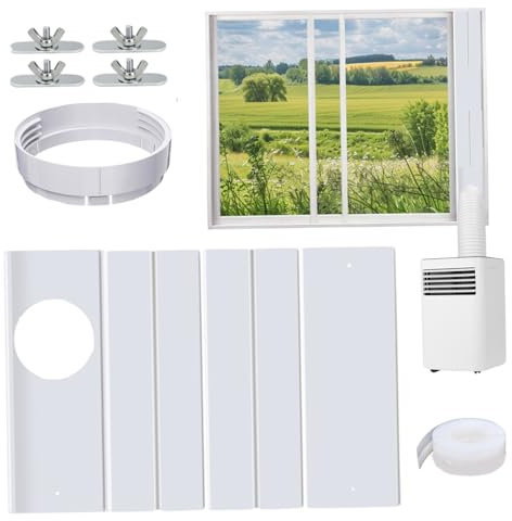 4pcs/Establecer Kit de ventana de ventana de aire acondicionado portátil 4-In-1 Kit de sello de ventana de CA ajustable para 5.9 y 5.1 Dia..Manguera de escape de plástico