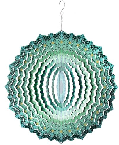 Navaris Windspiel für Draußen - Ø30cm Garten Windspiel hängend - Windrad aus Metall - Windspinner Gartendeko aus Edelstahl - Verschiedene Designs