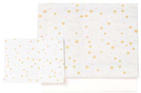 various Set Lenzuola Lettino Neonato 60x120 cm, 100% Cotone Extra Morbido, Include Lenzuolo con Angoli, Lenzuolo Sopra e Federa, Biancheria Letto Bambino Traspirante Motivo Stelle Beige