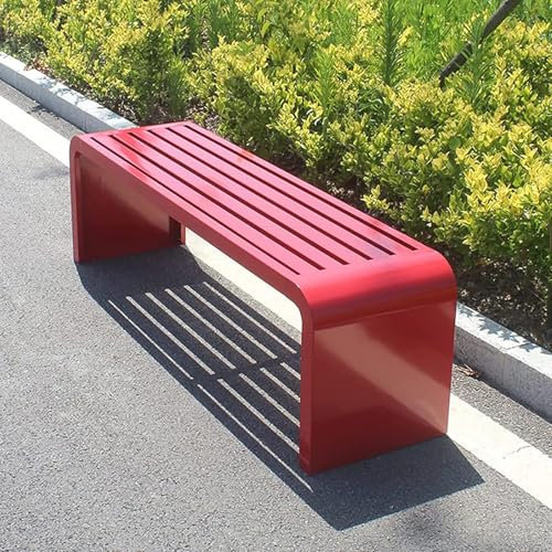 JXYQZD Gartenbank für Freien, Metallbank, Kein Zusammenbau Erforderlich, Sitzbank Ohne Rückenlehne für Zwei Personen, Tragkraft 660 Pfund, für Park, Hof, Terrasse, Deck, Rasen(Red,120cm/47 in)