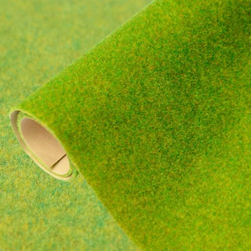 Tapis de pelouse pour modélisme ferroviaire 100 x 41 cm Tapis d'herbe Aménagement paysager, Modèle De Gazon, Décoration de gazon artificiel pour Modèle de Paysage, Jardin, Balcon (Vert Herbe B)