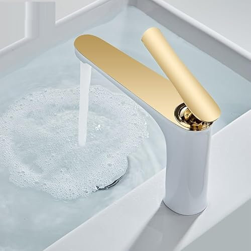 CZAOERXB Badezimmer-WC, komplett aus Kupfer, Einloch-Unterbauwaschbecken, Warm- und Kaltwasserhahn, Waschtischarmatur, schwarzer Waschtischhahn, Platin