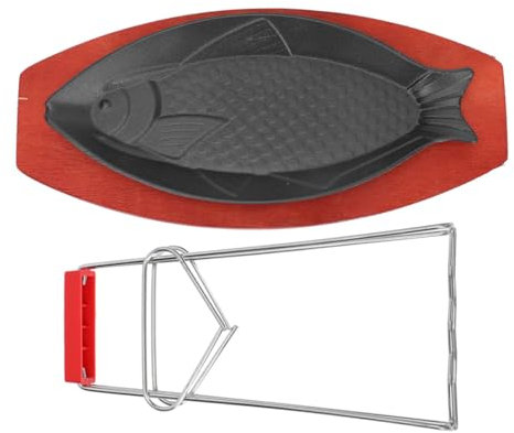 PRETYZOOM Poêle à Griller En Fonte Grosse Taille Pour Poisson Et Steak, Plaque De Cuisson Antiadhésive En Fonte, Cuisson Domestique Pour Repas à La Maison