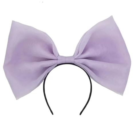 Cerchietto per capelli extra large con fiocco in tulle, grandi dimensioni, per donne, ragazze, foto, feste, cosplay, Halloween, carnevale, viola chiaro