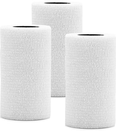 d3 Cohesive Bandage Compression Wrap Extra Wide White 100mm x 5 metres (3 Rolls) Sports Physio Joint Injury Support Strapping Horses, Dogs Pet & Vet Leg Wrap