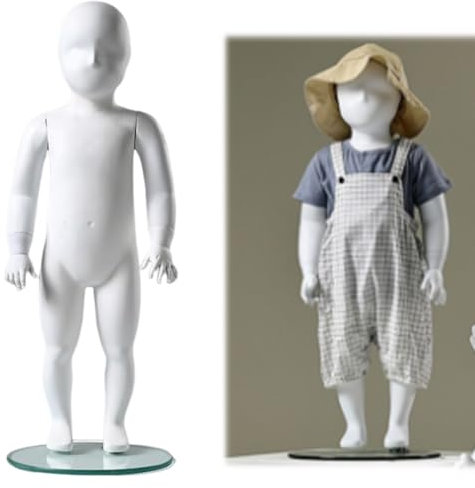 Weiße Schaufensterpuppe für Kinder – 3 Jahre alte stehende Schneiderpuppe für Schneider, Geschäfte und Schaufenster – realistischer Posing-Torso für die Präsentation von Kinderkleidung