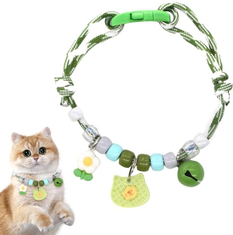 Collar para Gatos, collar gato Regulable y Ajustable, Collar de campana de dibujos animados,Accesorio Mascotas Resistente y con Cierre de Seguridad, Talla Única (18-35 cm)