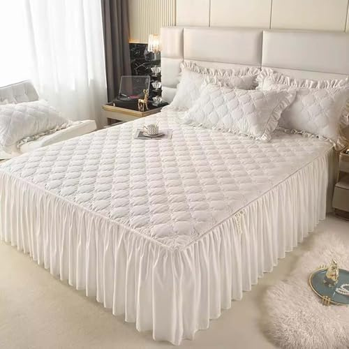 HLTQL Bett Husse Box Spring Bett Bettrock Elastisch Bed Skirts & Valances Bettrock Tagesdecke 180x200 RüSchen(#1,180x220cm)