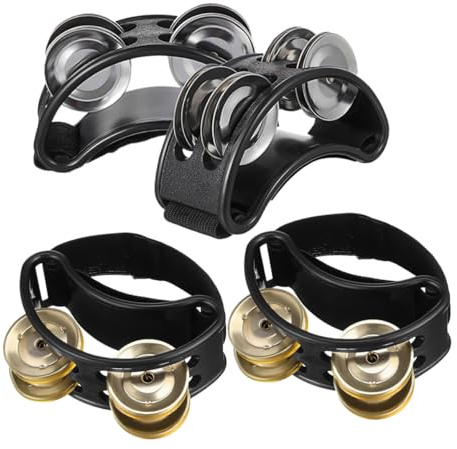 SUPVOX 4 Piezas Instrumento de Percusión para Pies Doble con Cascabeles Metálicos de Ergonómico para Músicos Adultos Conciertos y Práctica