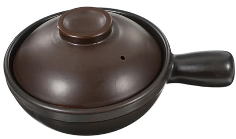 Cazuela Cerámica Tradicional con Tapa, 650ml, Asa, para Guisos y Sopas