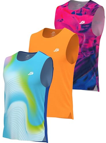 ANGEL CITIZ 3 Pack Men's Running Tank Top Gym Sleeveless T-Shirts Ultra Lightweight Marathon Singlet Training Vest UPF 50+
