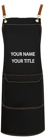 Svyqwmz Delantal personalizado con texto personalizado, delantal de chef cocina para cocinar, delantales trabajo, delantales café y arte con bolsillos, barista, regalos para artistas hombres mujeres