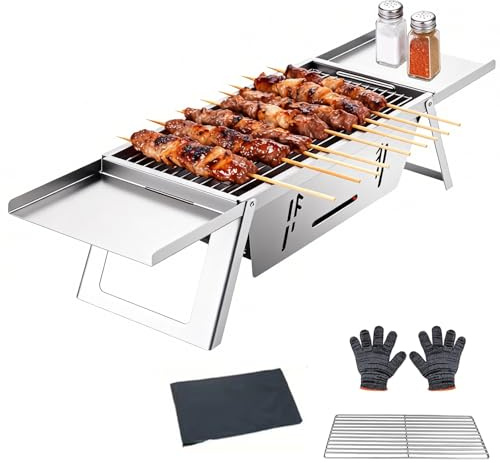 Hopfällbar Campingkök för Utomhusmatlagning och Grillning, Bärbar Vedkök i Rostfritt Stål för Camping, Picknick och Vandring, Högtemperaturbeständig för 2-3 Personer