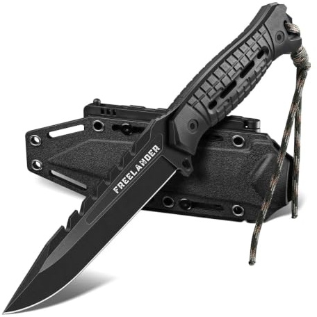 Freelander Coltello da Esterno con Fodero in Kydex, Coltello Lama Fissa per Sopravvivenza, Regali per Uomini, Coltelli da Campeggio Outdoor
