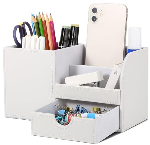 GORESE Organizzatore da scrivania per ufficio, in pelle PU, organizzatore per matite da ufficio, portapenne, porta penne, porta penne, accessorio da scrivania, per ufficio, decorazione per