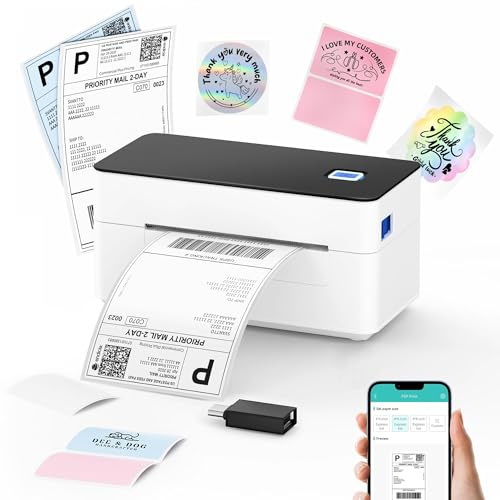 SVANTTO Versandetiketten-Drucker, DHL-Etikettendrucker, Thermodrucker, Label Printer für Shopify, Etsy, kompatibel mit UPS, DPD und GLS
