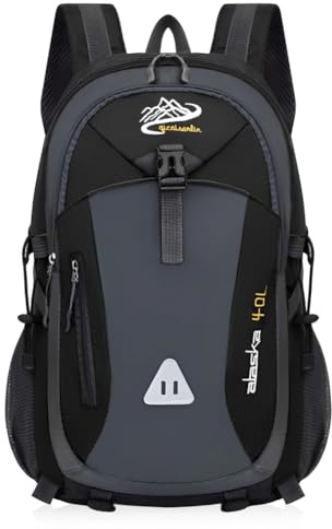 JynxtoyZeal Hiking Backpack 35L Lightweight Foldable Backpack for Men Women Durable Waterproof Daypack Rucksack for Camping Cycling Climbing Walking Mountaineer Outdoor Sports Black 47x23x31cm