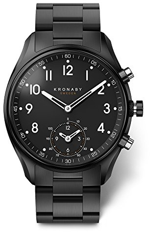 KRONABY Uhr Smart Herren Hybrid aus Edelstahl 316l Schwarz | Analog-Smartwatch, Wasserdicht 10 ATM S0731/1, Musiksteuerung, Schrittzähler, Anrufbenachrichtigung und -ablehnung, Apex