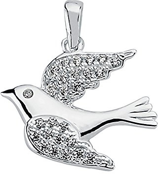 Vinani Anhänger Vogel mit weißen Zirkonia elegant glänzend Sterling Silber 925 Taube Bird 2AVO-EZ