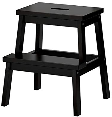 Klapptreppe Klappstufen Klapptritt Trittleiter 2 Stufen Holz Leicht Tritthocker Multifunktions-Treppenstuhl für Kind Erwachsene für Bad Bibliothek Home - max. 150 kg,schwarz