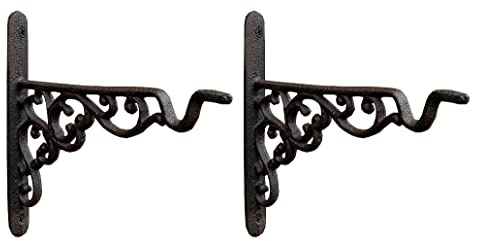Selections Cast Iron Decorative Hanging Basket Brackets Hooks Hangers (20cm) - Pack of 2