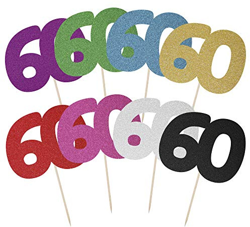 Crafty Toppers Large Number 60 Glitter Cake Topper (Black Glitter)