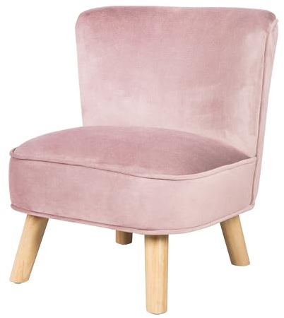 roba Kindersessel Lil Sofa - Bequemer Sessel für Mädchen & Jungen - Stabile Holzfüße - für Baby & Kinderzimmer - Stoff aus Samt - Rosa