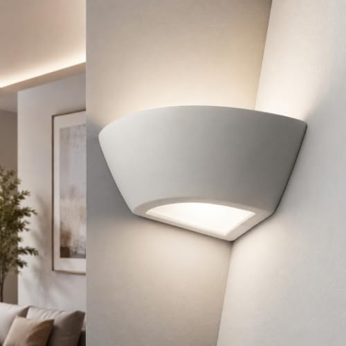 MAZZOLA LUCE Applique angolare lampada per angolo parete gesso bianca moderna verniciabile e27 per interni