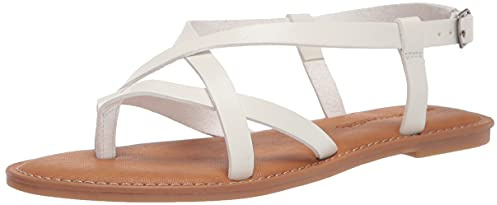 Amazon Essentials Women's Casual Strappy Sandal, White, 13 Wide