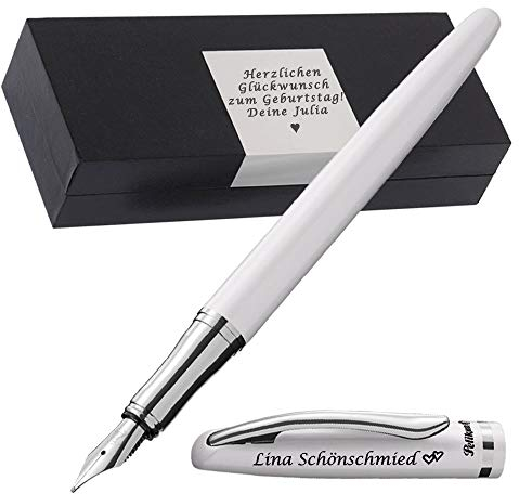 Pelikan Füller Perlweiß mit Gravur als Geschenk & Symbol mit Gravur auf Geschenkverpackung Füllhalter Jazz Elegance Perlweiß FS PS63