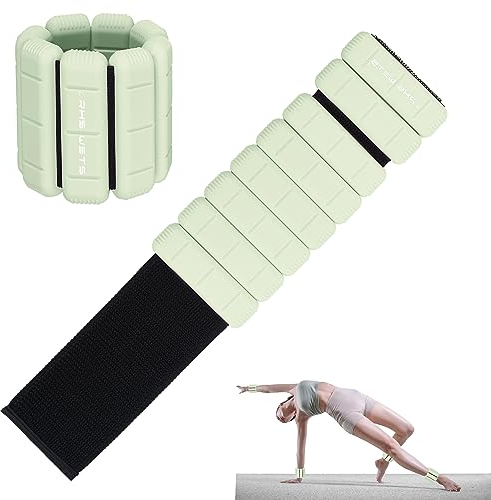 EU-patentierte tragbare Gewichtsmanschetten – 2er-Set (Jeweils 0,5 kg & 1 kg) für Damen und Herren, modisches knöchelgewichte-Set für Yoga, Tanz, Aerobic, Laufen, Gehen (Olivgrün, je 1 kg)