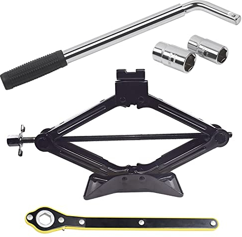 QISF Car Scissor Jack 2 Ton | Labor-saving Design | Extend from 110mmto 400mm | with Wheel Brace Wrench 17mm 19mm 21mm 23mm | Tyre Repair Tools Kit for Car