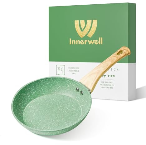 Innerwell Non-stick stekpanna 28 cm grön panna belagd pannor induktion PFOA-fri stekpanna lämplig för alla typer av spisar