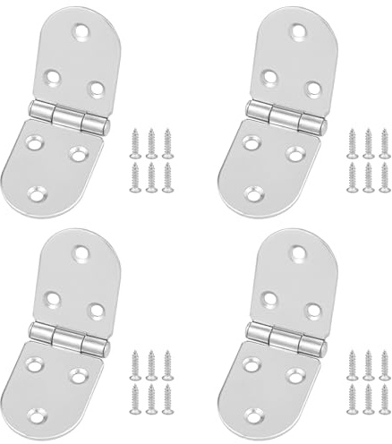 JJWNMLL 4PCS Flip Scharniere Runde Kante,84mm(3 Zoll)Silber Butt Scharniere mit 26PCS Silber Schrauben,verdickt Folding Butt Scharniere Home Furniture hölzerne Tür Scharnier für Outdoor-und Innentüren