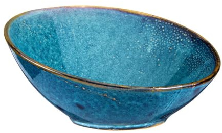 Verlo DEEP Blue Servierschale 25 cm Salatschüssel Dessertschalen Servierschale Müslischalen aus hochwertigem Porzellan Ideal für Büffets