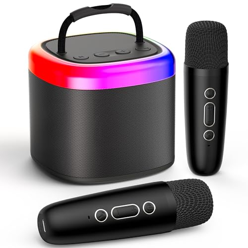 JYX Mini Karaoke con Microfoni, Macchina karaoke per bambini e adulti, Altoparlante Bluetooth karaoke per feste a casa, regalo per Brithday, Natale, giocattolo per ragazze e ragazzi