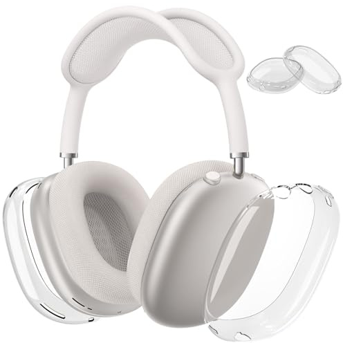 Schutzhülle für AirPods Max Kopfhörer, klare weiche TPU-Haut, Ohrmuschelabdeckung für AirPods Max, kratzfest, transparentes Zubehör, Schutz für Apple AirPods Max (2024/2020), klar