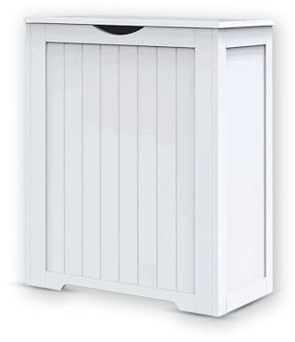 Large Wooden Shaker Style Laundry Toys Clothes Bin Basket Hamper Storage With Lid In 2 Colours (White)