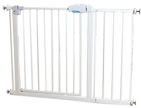 FLYIFE Haustier-Laufgitter, Weißes Schutzgitter, Druckmontierte Tür, Öffnet Sich Zun Seiten, Treppengeländer/High 75Cm/148-155Cm