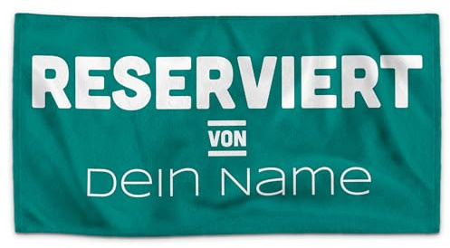 Print Royal PR Personalisiertes Handtuch mit Spruch - Reserviert von - mit Name Bedrucken, Badetuch selbst gestalten, Persönliches Fotogeschenk für Familie, Freunde, 140 x 70 cm