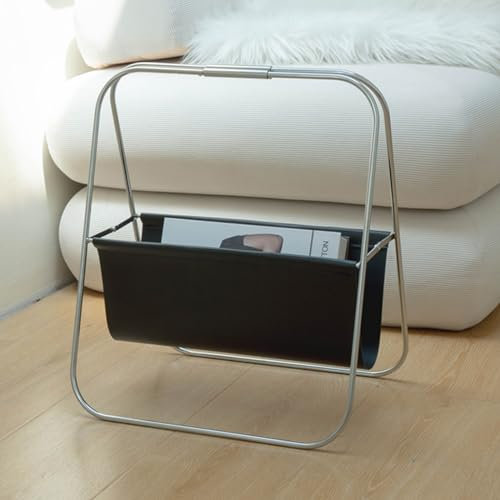 Zeitungsständer Metall Zeitungshalter Stehend Faltbarer Zeitschriftenständer, Zeitschriftensammler Aufbewahrungskorb Zeitungsbuch Organizer for Schreibtisch, Boden 18 * 15 * 11.4in (Color : Black)