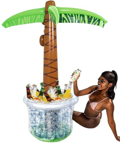 Aufblasbarer Palmen-Kühler, Palmen-Kühler, aufblasbare Getränkekühler, Tropische Palmen-Getränkekühler, hawaiianische -Dekorationen, aufblasbares Eiskübel-Zubehör für Pool, Hinterhof,