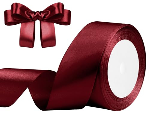 DekoBander Satinband Burgund 40mm x 23m, Geschenk- & Bastelband | für Geschenkverpackungen, Basteln, DIY, Nähen, Brautparty-Dekoration, Christbaumschmuck