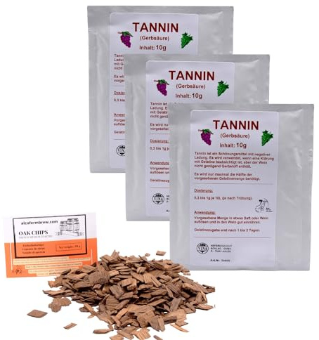 AlcoFermBrew 3 x Tanini per Vino 10g - Tannini, Tannino, Acido Tannico, Produzione di Vini