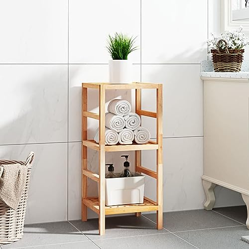ShGaxin Étagère de salle de bain en bois massif noyer 35,5 x 35,5 x 79 cm, étagère de salle de bain, meuble de salle de bain