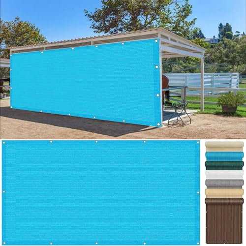 Balkon Sichtschutz Ohne Bohren 50 x 925 cm Uv-Schutz, Windschutz Seitenmarkise Schattentuch Reißfest, mit Ösen Kabelbinder Zaunblende für Balkongeländer, Himmelblau